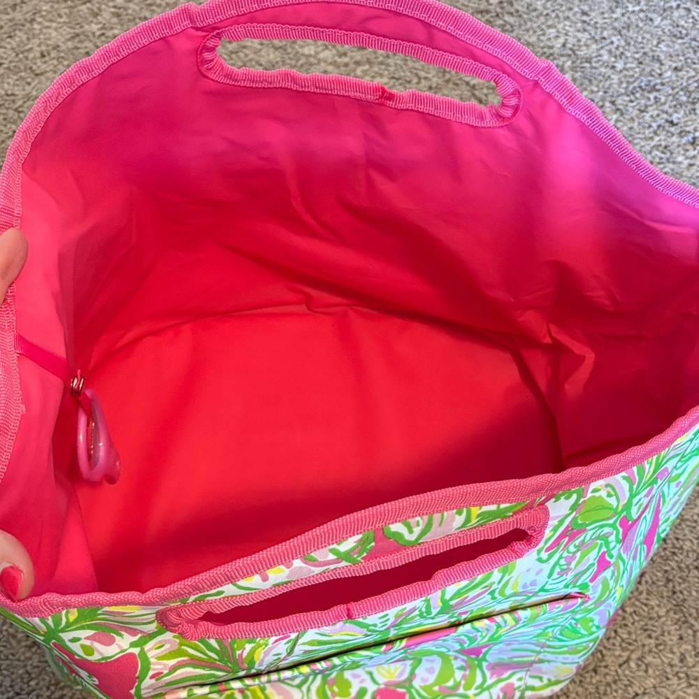 Lily Pulitzer Pink and Green Collapsable Cooler Tote - Picture 2 of 12